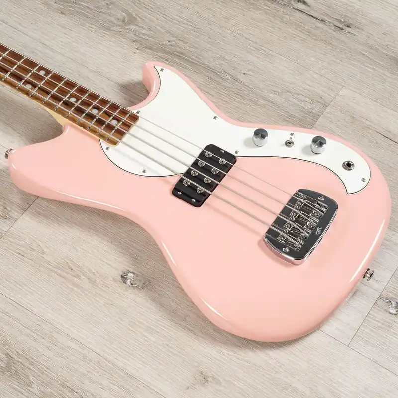 G&L Fullerton Deluxe Fallout Shortscale Bass w/ Gig Bag, Caribbean Rosewood Fretboard, Shell Pink Genuine