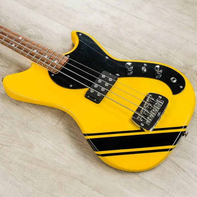 Fast Shipping G&L USA Fallout Bass Launch Edition, 30'' Short Scale, Racing Yellow w/ Competition Stripes