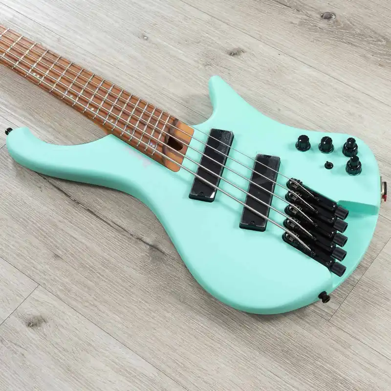 Time-Limited Ibanez EHB1005MSSFM EHB Ergonomic Headless 5-String Multi-Scale Bass Guitar, Roasted Birdseye Maple Fretboard, Sea Foam Green Matte