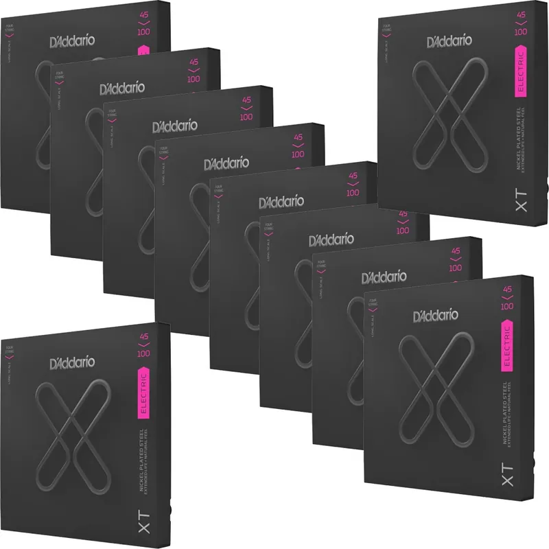 10-PACK of D'Addario XTB45100 XT Series Bass Guitar Strings, Long Scale, 45-100 Trusted Brand