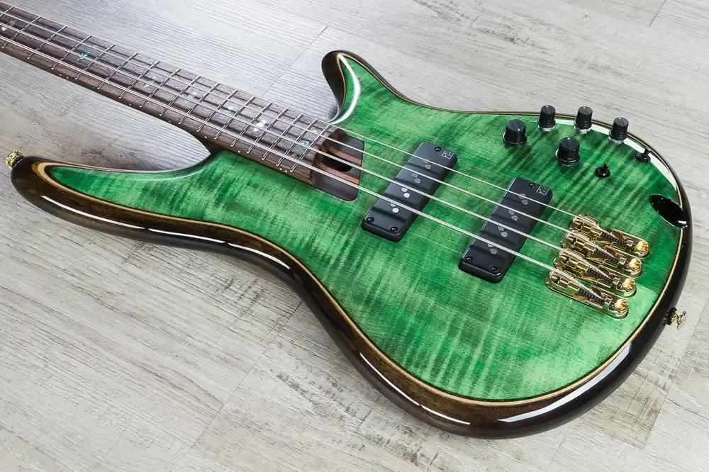 Brand New Ibanez SR1400 MLG SR Premium 4-String Bass, Panga Panga Fretboard, Soft Case - Mojito Lime Green (Open Box)