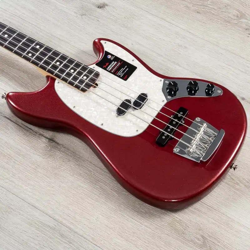 In Demand Fender American Performer Mustang Bass, Rosewood Fingerboard, Aubergine