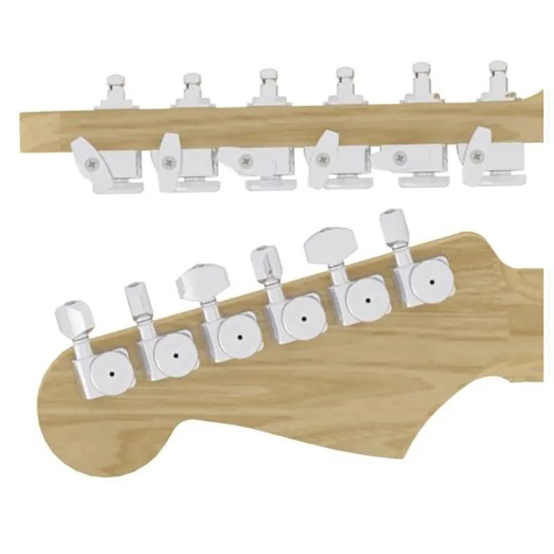 Free Shipping Hipshot 6KFEL0C-STAG Guitar Tuner Upgrade Kit Fender® Directrofit™, Staggered Post, Bass, Chrome