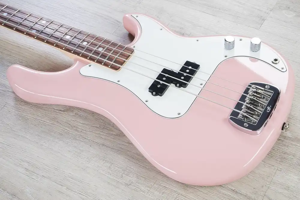 Best Price G&L USA LB-100 4-String Electric Bass, Caribbean Rosewood Fingerboard, Hard Case - Shell Pink