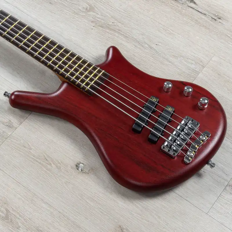 Same Day Shipping Warwick German Pro Series Thumb Bolt-On 5-String Bass, Fretted, Gig Bag - Burgundy Red Oil