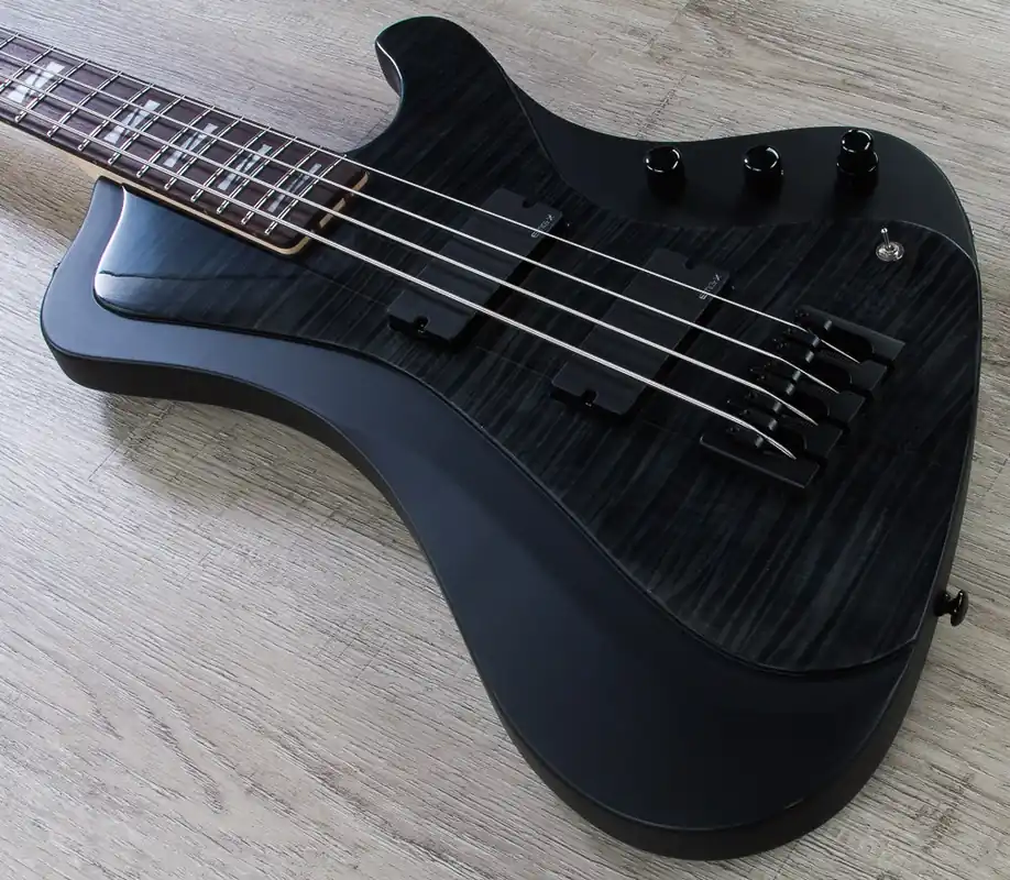 ESP LTD JC-4FM John Campbell Signature Bass, Flamed Maple Top, EMG Pickups - See Thru Black Satin / Black Satin Sides Trending