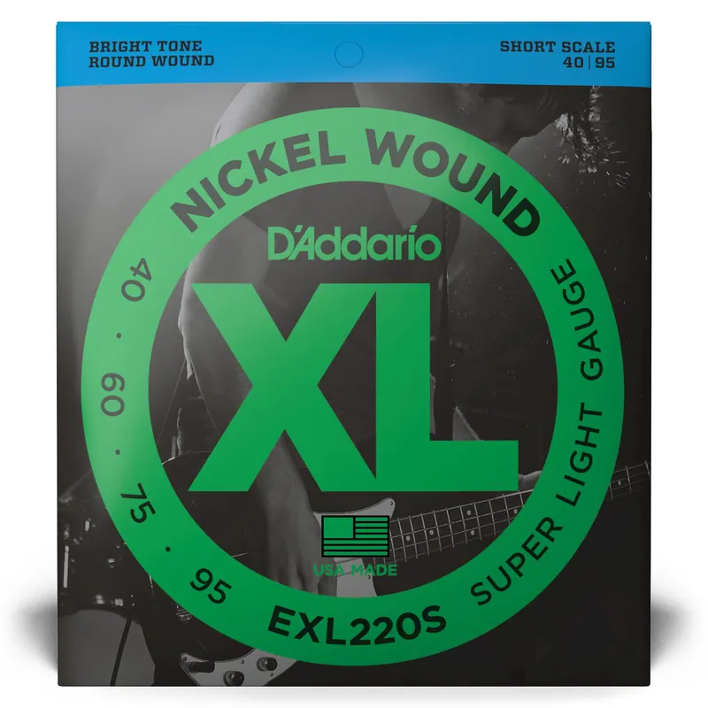 Limited Edition D'Addario EXL220S XL Nickel Super Light Short Scale Electric Bass Strings (40-95)