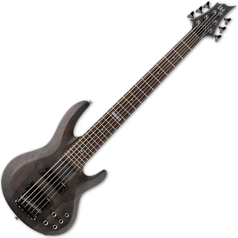 ESP LTD B-206SM B Series 6-String Bass, Spalted Maple Top - See Thru Black Satin Finish Limited Offer