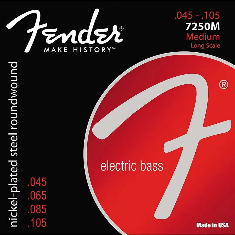 Low Price Fender 7250M Super Bass Nickel-Plated Steel Long Scale Medium Bass Strings (45-105)