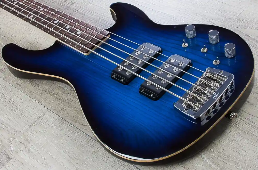 Express Delivery G&L USA L-2500 5-String Electric Bass, Rosewood Fingerboard, Wood Binding, Hard Case - Blueburst