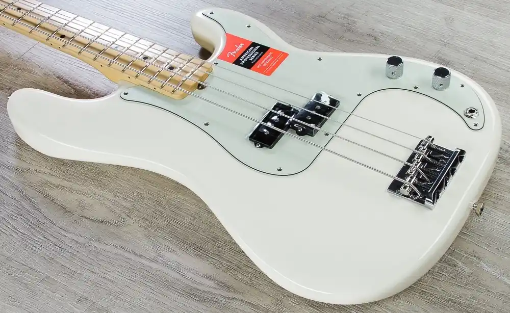 Final Sale Fender American Pro Precision Bass, Maple Fingerboard, Hard Case - Olympic White