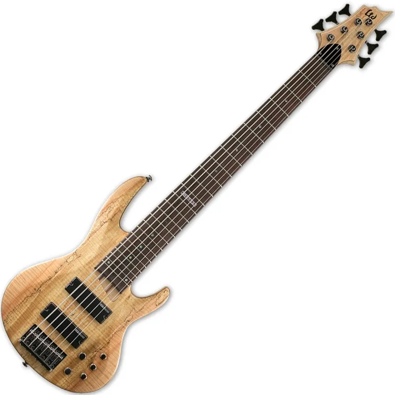 Weekend Sale ESP LTD B-206 B Series 6-String Bass, Spalted Maple Top - Natural Satin Finish