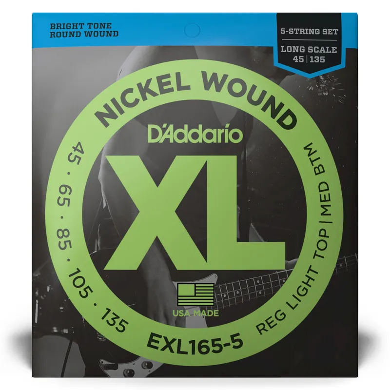 D'Addario EXL165-5 Custom Light 5-String Long Scale Bass Strings (45-135) Order Now