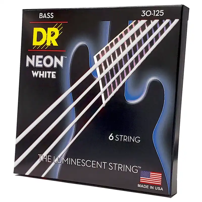 DR Strings Hi-Def Neon White Colored Bass Strings: 6-String Medium 30-125 Grab Now