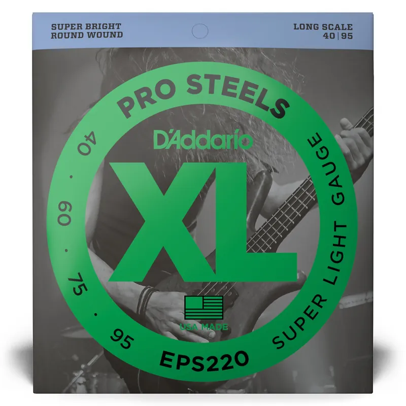 D'Addario EPS220 ProSteels Super Light Long Scale Bass Strings (40-95) High Quality