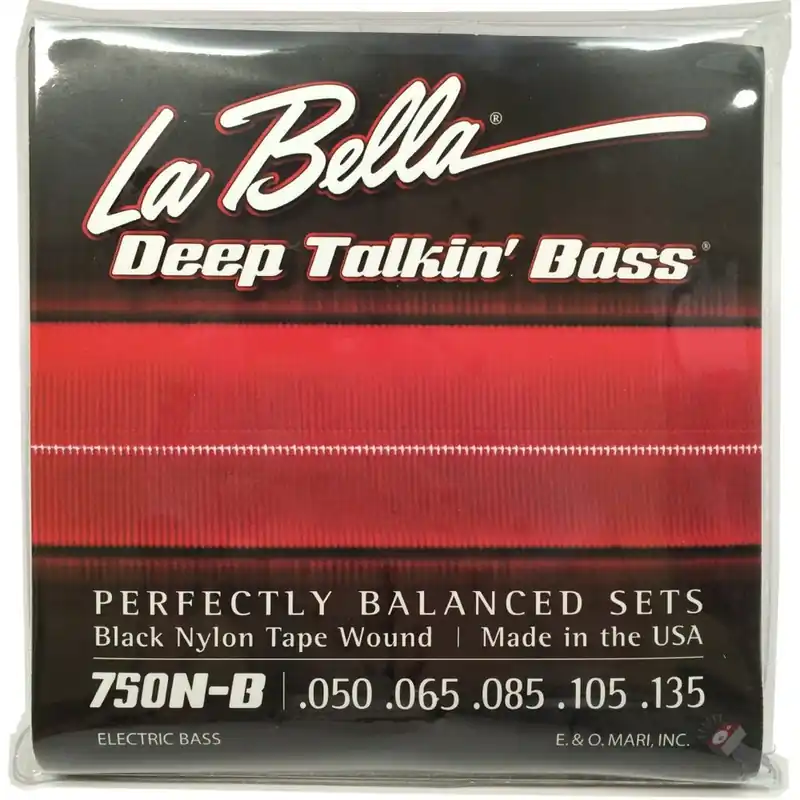 La Bella 750N-B Black Nylon Tape Wound Light Tension 5-String Electric Bass 50-135 Handmade