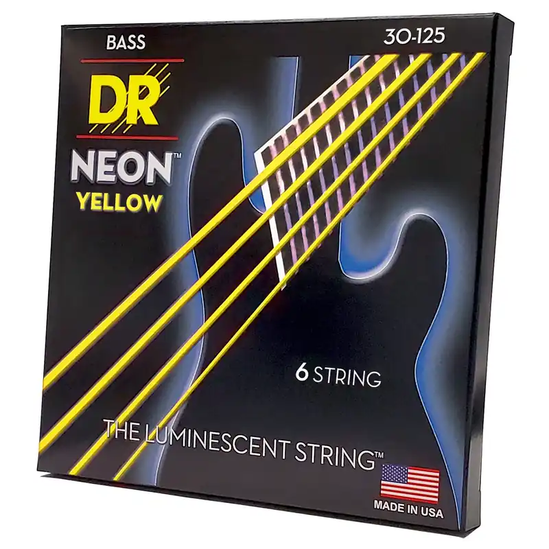 DR Strings Hi-Def Neon Yellow Colored Bass Strings: 6-String Medium 30-125 Grab Now