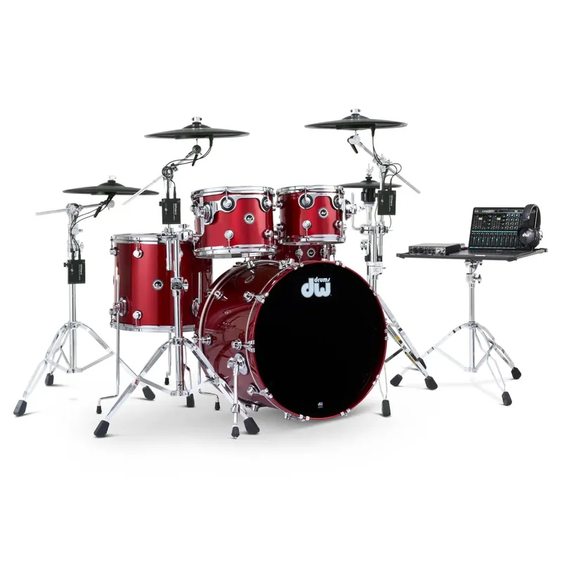 DW Drum Workshop DWe 5-Piece Acoustic-Electronic Drum Kit Shell Pack Bundle with Roland V-Cymbals, Black Cherry Metallic Lacquer Reduced Price