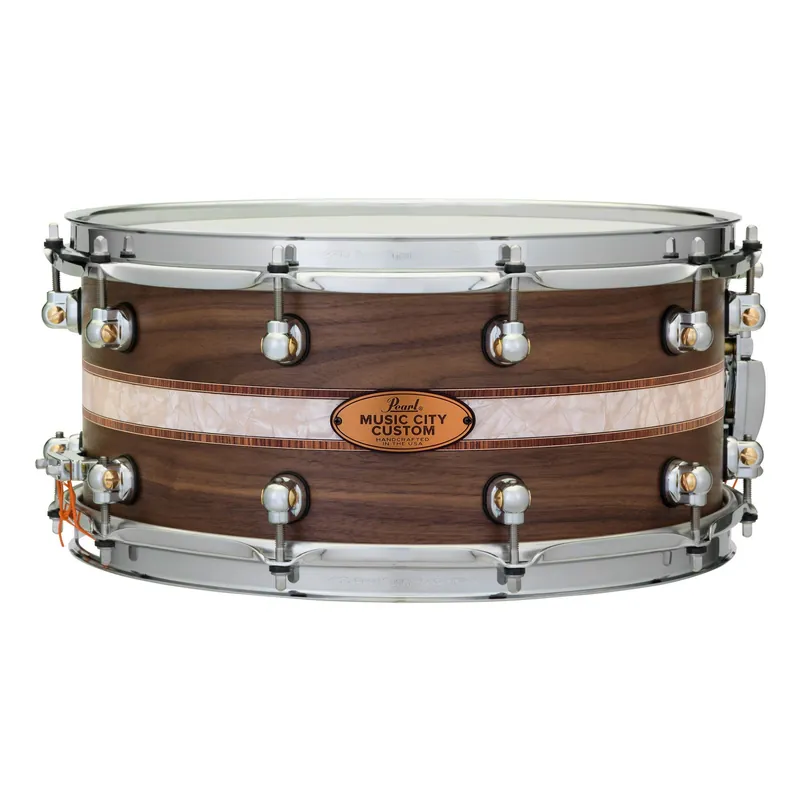 Limited Time Pearl MCCW1465S/C1002 Music City Custom Solid Shell Walnut 14 x6.5Snare Drum w/ Kingwood Royal Inlay