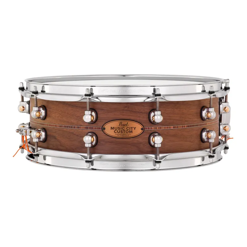 Pearl MCCW1450S/C1001 Music City Custom Solid Shell Walnut 14 x5Snare Drum w/ Kingwood Center Inlay Get Yours