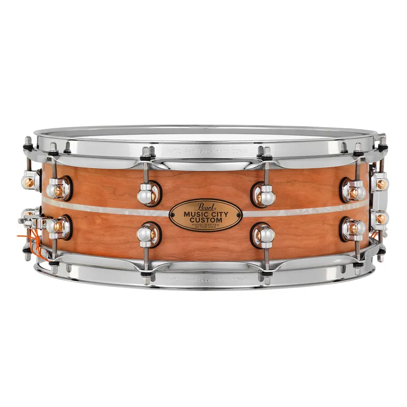 Pearl MCCC1450S/C1005 Music City Custom Solid Cherry 14 x5Snare Drum w/ Marine Pearl Inlay New Arrival