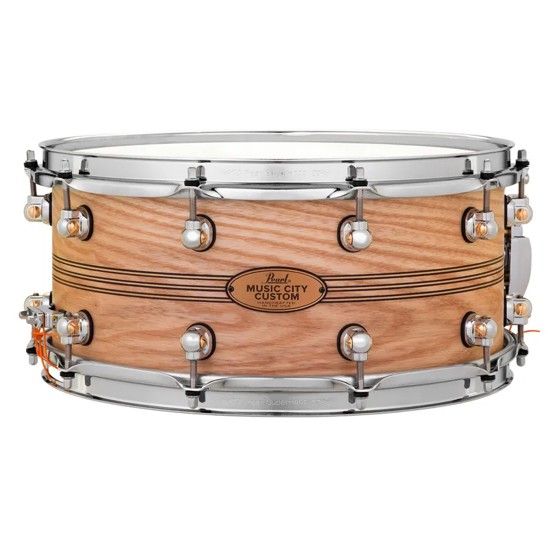 Pearl MCCA1465S/C1004 Music City Custom Solid Ash 14 x6.5Snare Drum w/ Boxwood-Rose Triband Inlay Affordable