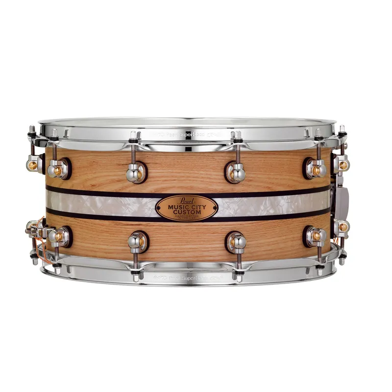 Pearl MCCA1465S/C1003 Music City Custom Solid Ash 14 x6.5Snare Drum w/ Duoband Ebony Marine Inlay Best Seller