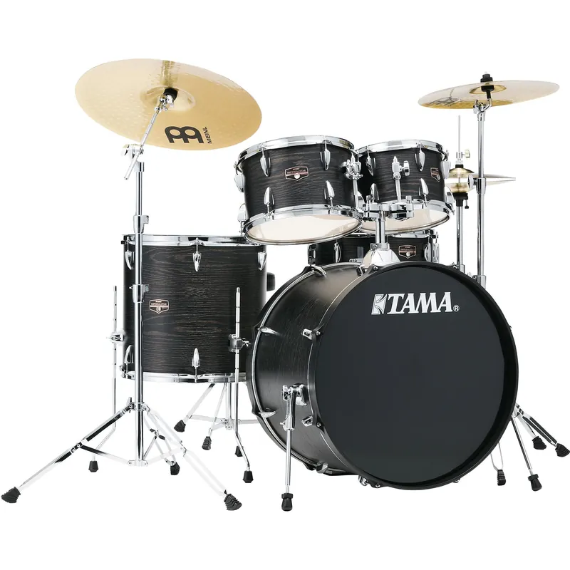 TAMA IE52C BOW Imperialstar 5-Piece Poplar Drum Set Kit with 14Snare & Cymbals, Black Oak Wrap Direct From Manufacturer