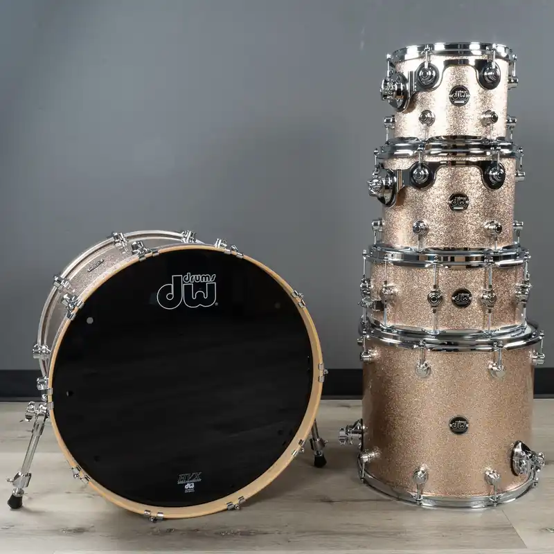DW Drum Workshop Performance Series 5-Piece Drum Set Kit, Bermuda Sparkle Finish Ply Reduced Price
