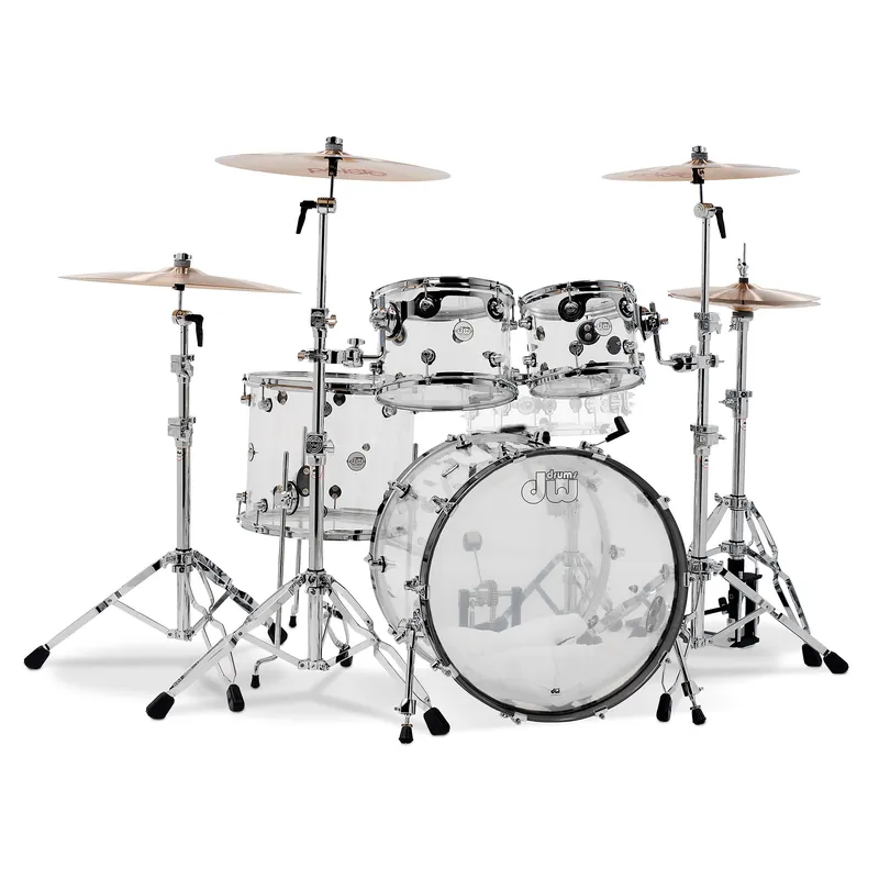 DW Drum Workshop DDAC2214CL Design Series 4-Piece Drum Kit Shell Pack, Clear Acrylic High Quality