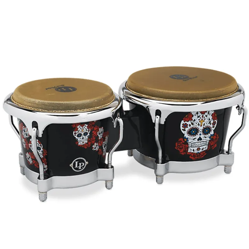 Hassle-Free Returns LP Latin Percussion Karl Perazzo Signature Bongo, Sugar Skull Graphic