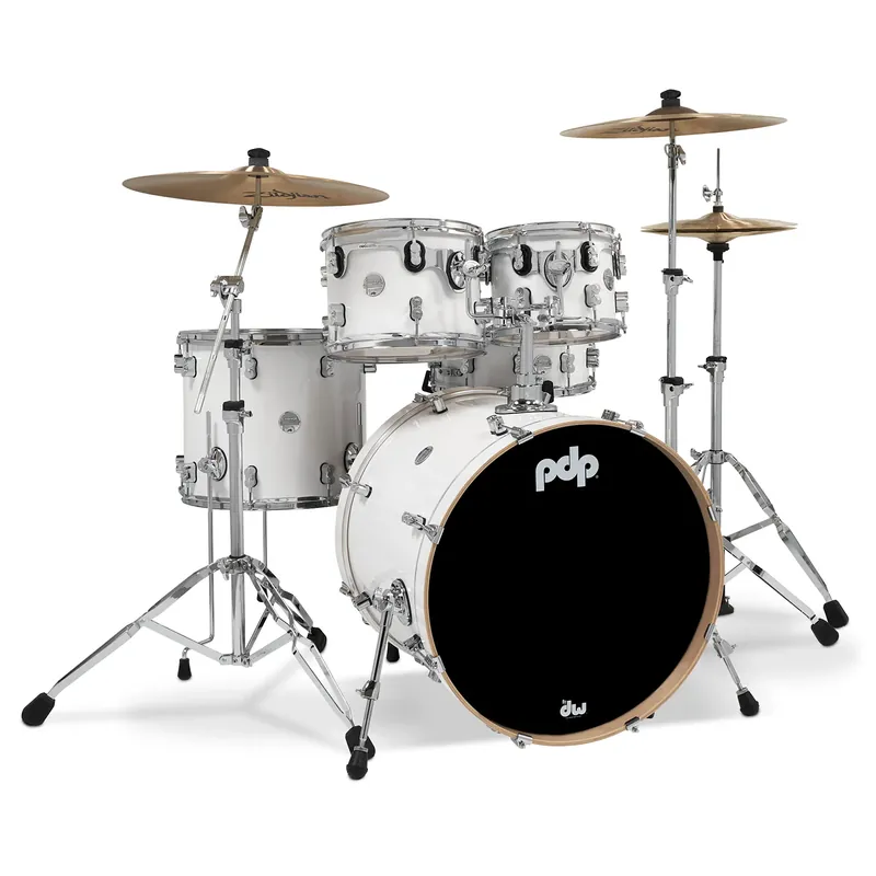 PDP Pacific Drums & Percussion PDCM2215PW Concept Series Maple 5-Piece Drum Kit Shell Pack, Chrome Hardware, Pearlescent White Lacquer Direct From Manufacturer