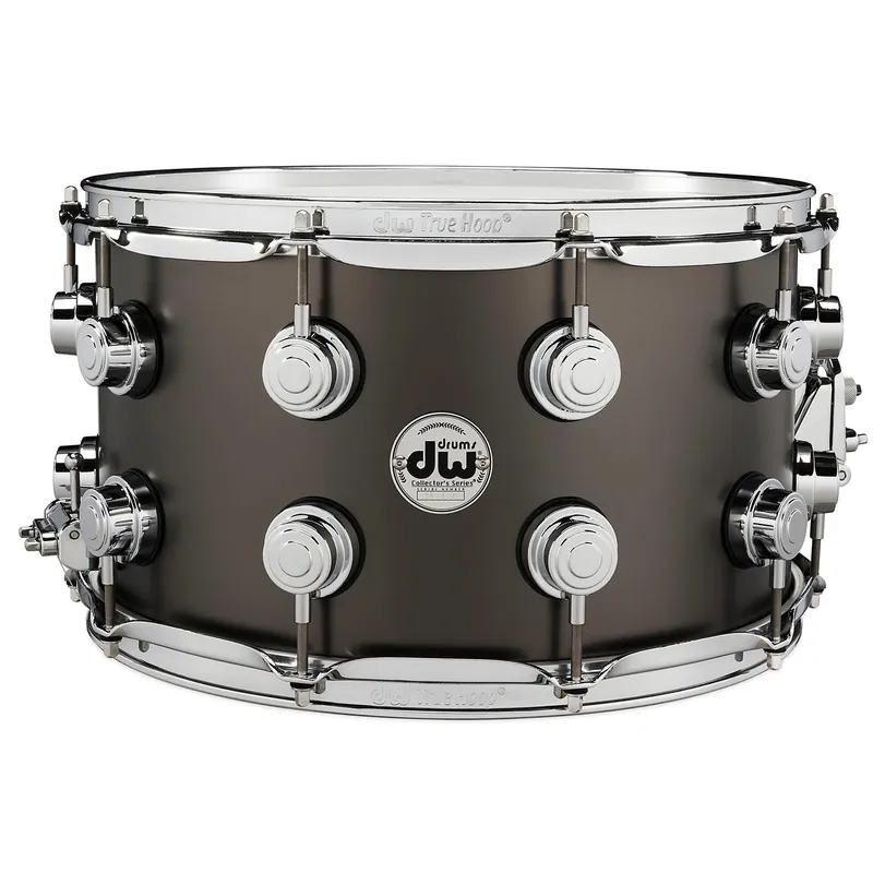 DW Drum Workshop DRVD0814SVCBK Collector's Series 8 x14Satin Black Over Brass Snare Drum Crafted