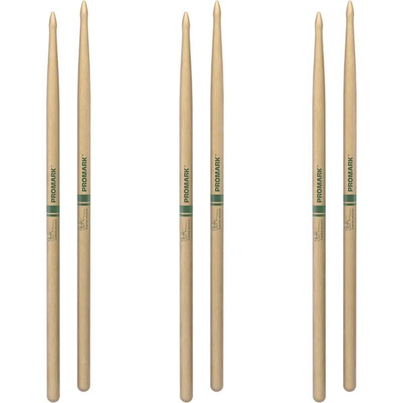 Order Now 3-Pack of ProMark Carter McLean Lacquered Hickory Drumstick Pair, Wood Tip