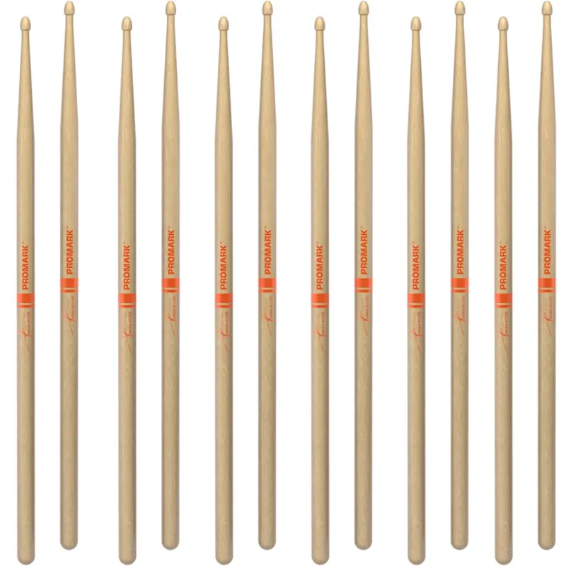 Limited Time 6-Pack of ProMark Anika Nilles Lacquered Hickory Drumstick Pair, Wood Tip