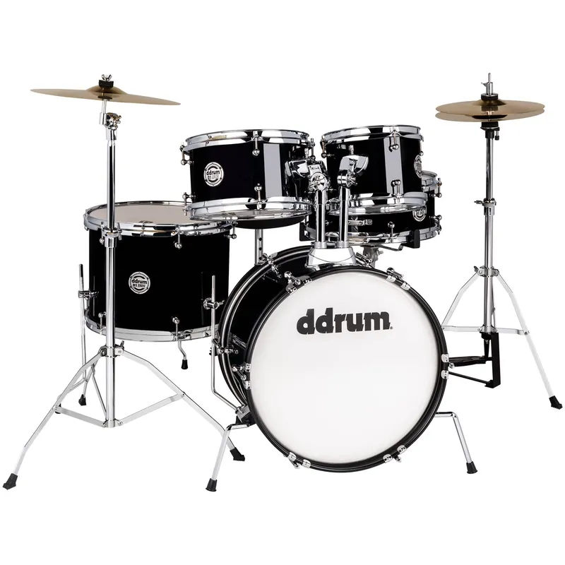 ddrum D1 Junior 5-Piece Drum Set w/ Hardware and Cymbals, Midnight Black Hot Deal