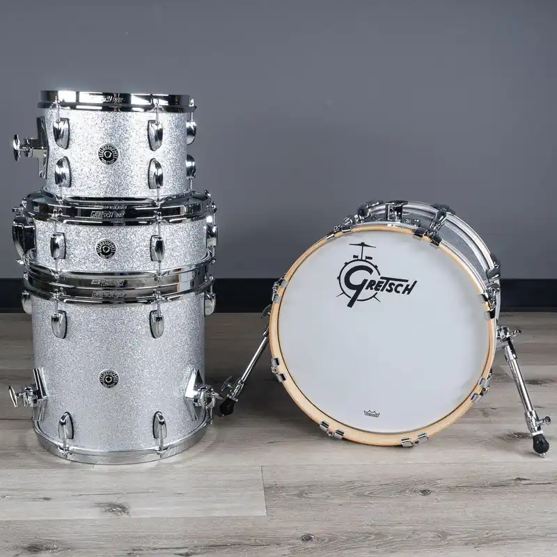 Gretsch Drums Brooklyn Micro Drum Kit, 16/10/13 w/ 4.5x13 Snare, Silver Sparkle Flash Sale