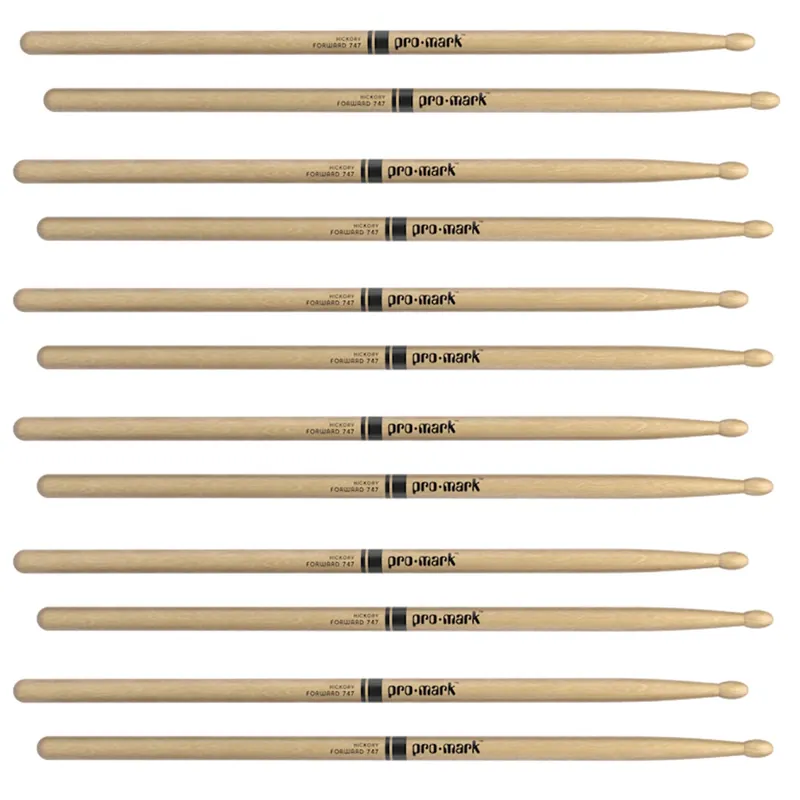 6-Pack of D'Addario Pro-Mark TX747W Forward 747 Lacquered Hickory Drum Sticks Latest