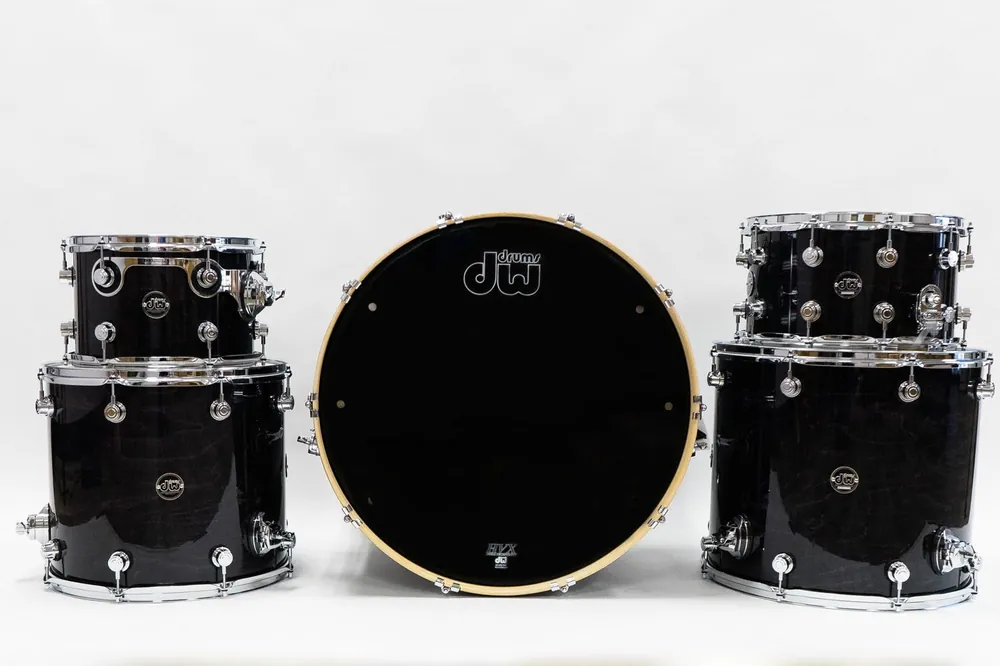 Factory Price DW Performance Series 4-Piece Drum Set Kit, 18x24'' Kick, Hand-Sprayed Ebony Stain