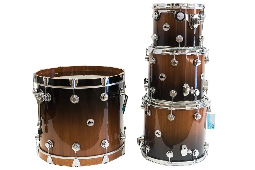 DW Collector's 4pc Kit, Maple/Mahogany, SSC, 22 /12 /14 /16 , Natural to Ebony Fade Top Pick