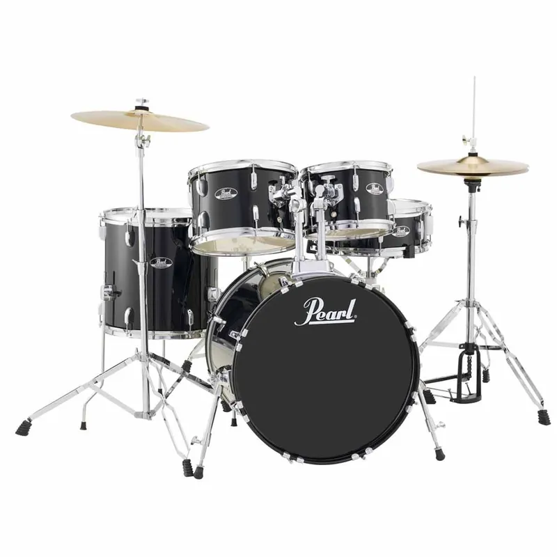 Top Rated Pearl RS505C/31 5-Piece Drum Set / Kit w/ Hardware & Cymbals, Jet Black