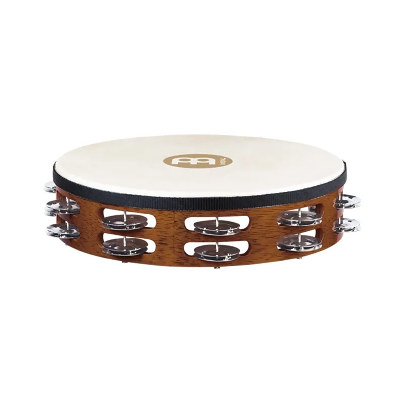 Meinl Percussion TAH2AB Traditional Goat-Skin Wood Tambourine, Double Row Steel Jingles - African Brown Editor’s Pick