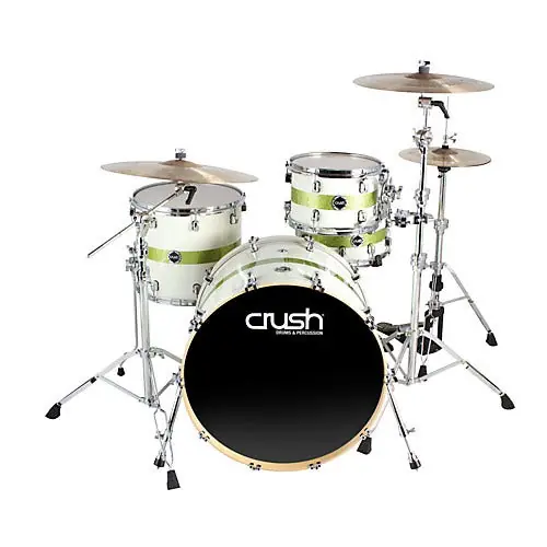 Markdown Crush Sublime E3 Maple 4-Piece Drum Kit - White Sparkle with Lime Stripes