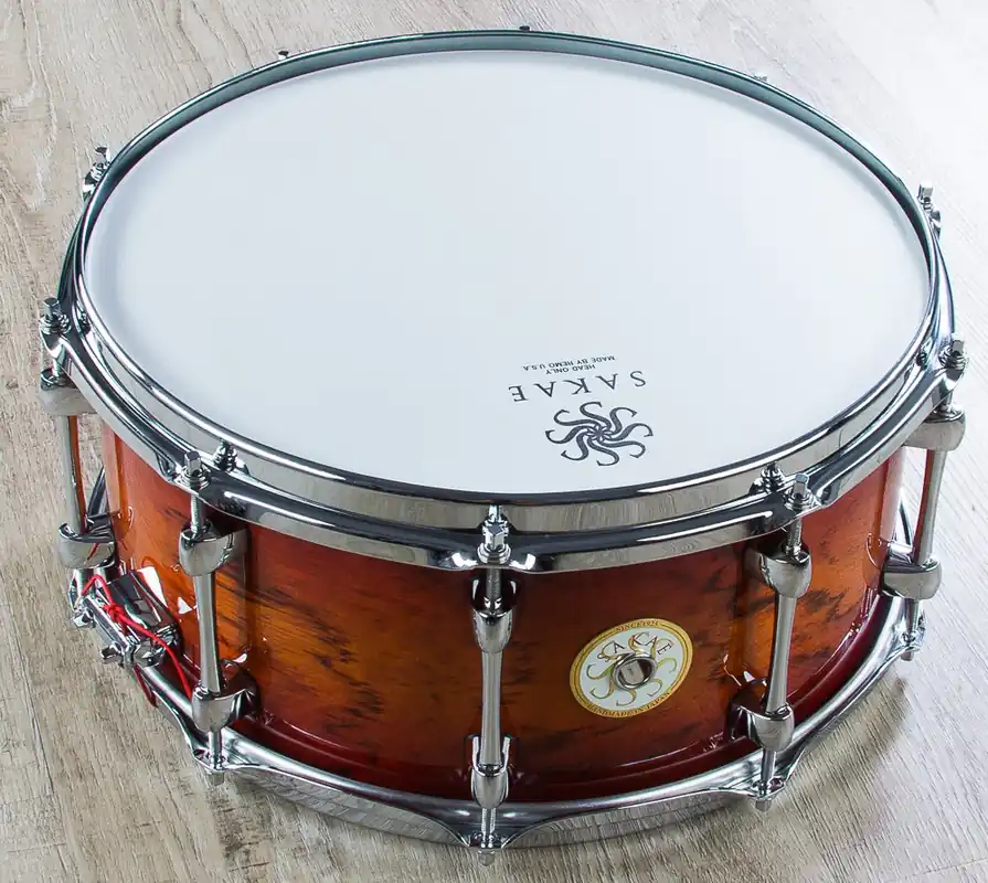Exclusive Sakae Bubinga Snare Drum - Amber Sunburst (6.5x 14 )