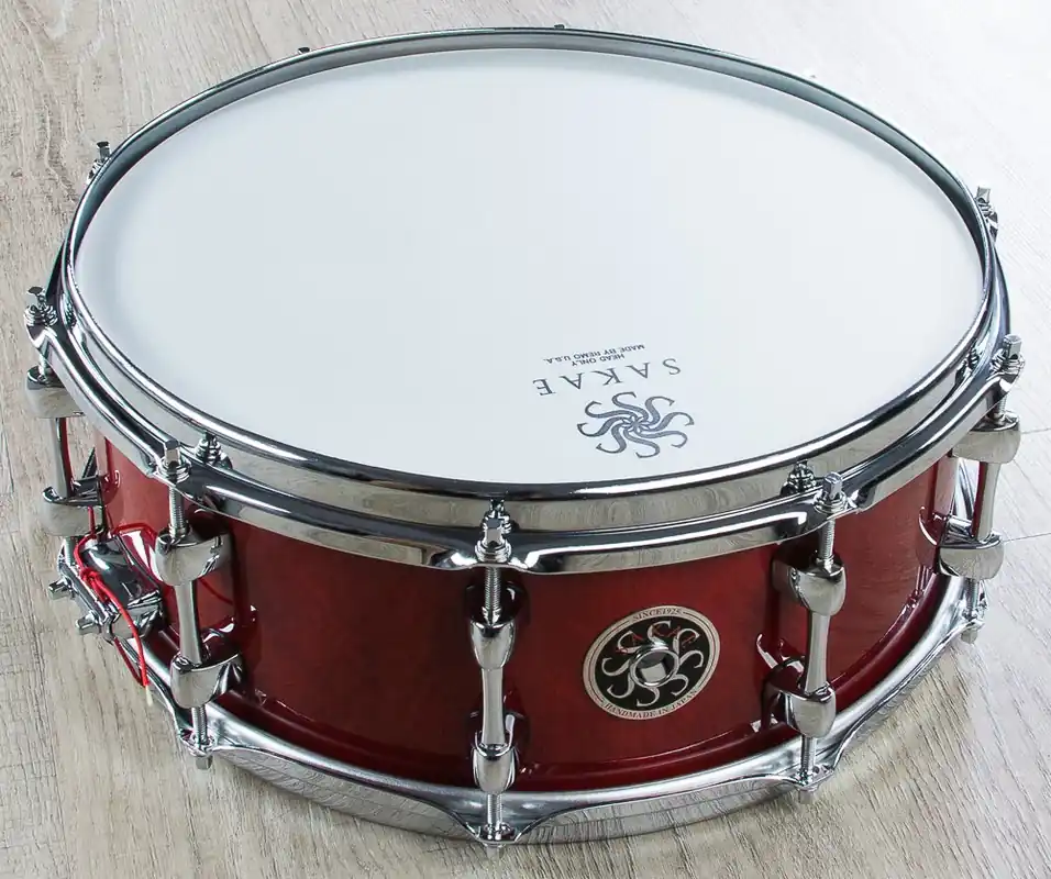 Sakae Birch Snare Drum with Mighty Hoop - Blood (5.5x 14 ) Fast Shipping