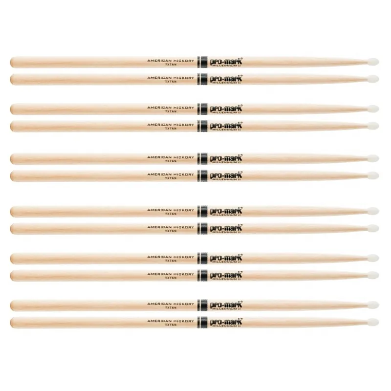 6 Pairs of ProMark TX7AN Hickory 7A Nylon Tip Drum Sticks Must Have