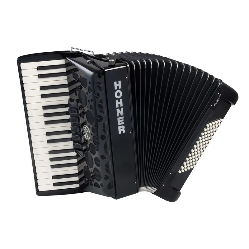 Hohner Amica Forte III 72 Chromatic Piano Accordion, 34 Keys, Jet Black Handmade