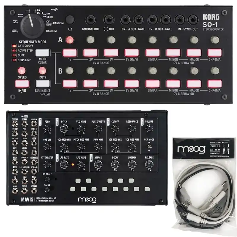 Seasonal Sale Moog Mavis Build-It-Yourself Analog Synthesizer Kit w/ Korg SQ-1 and Cables