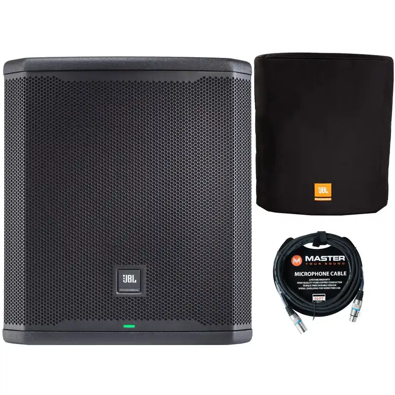 JBL PRX915XLF 2000-Watt 15-Inch Powered PA Subwoofer w/ Slip-On Cover & Cable Deal