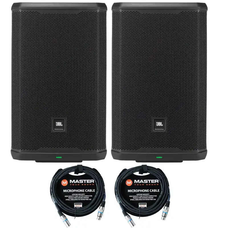 Pair of JBL PRX912 2000-Watt 12-Inch 2-Way Powered PA Speakers w/ 2x 10ft XLR Cables Reduced Price